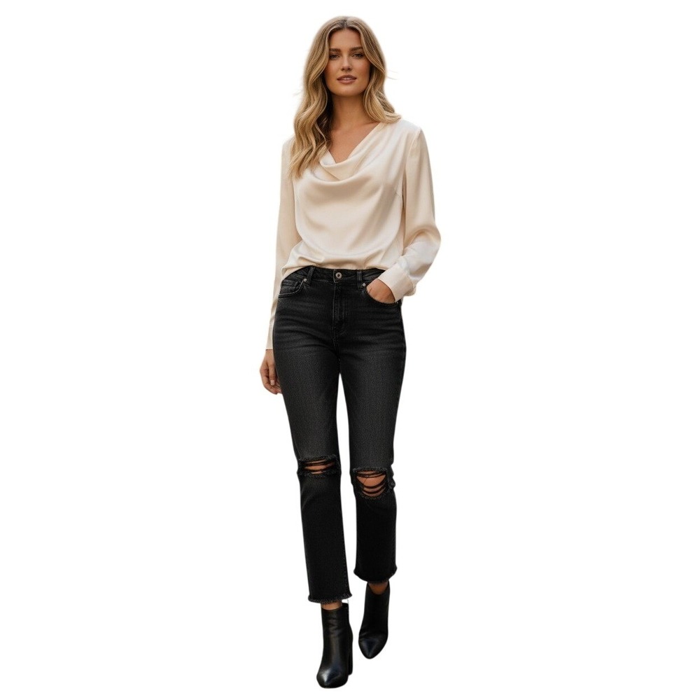 L'AGENCE Audrina High Rise Skinny Jeans VTG‎ Black Worn Destruct 28x26 NWOT $265